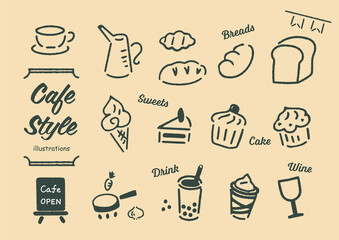 カフェスタイル　シンプルイラスト　ベージュ