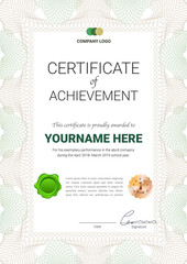 Certificate template with guilloche style in vector illustration.