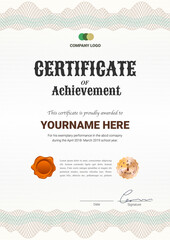 Certificate template with guilloche style in vector illustration.