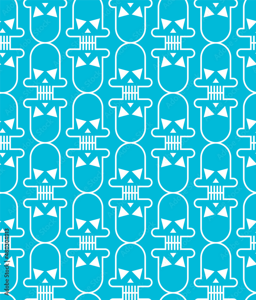 Poster skull cartoon simple pattern seamless. skeleton head abstract background. vector texture