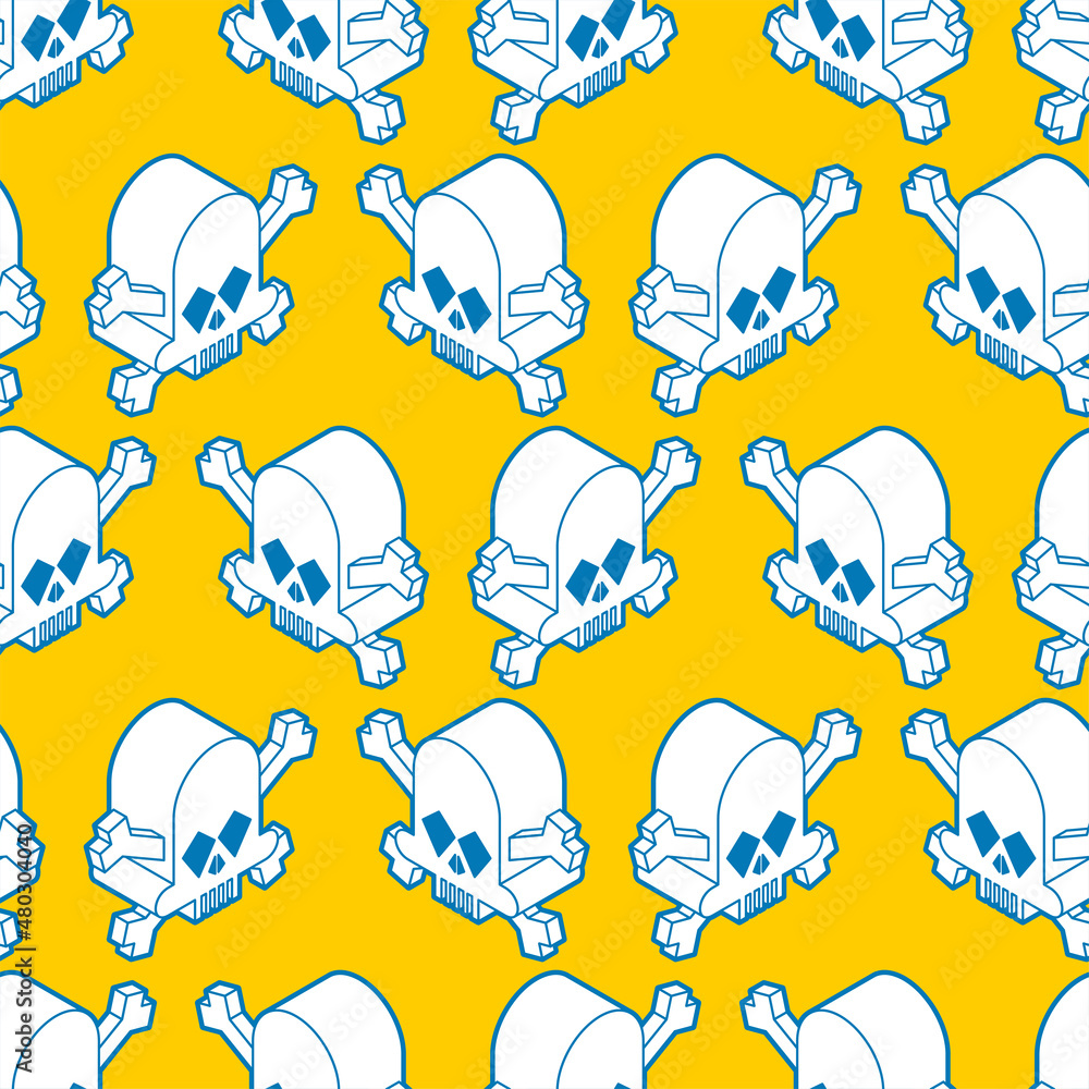 Aufkleber skull isometric pattern seamless. skeleton head abstract background. vector texture