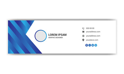 Abstract Email signature template design. Corporate mail, business email signature banner.