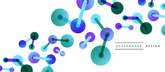 Abstract background. Round dots connected by lines. Trendy techno business template for wallpaper, banner, background or landing