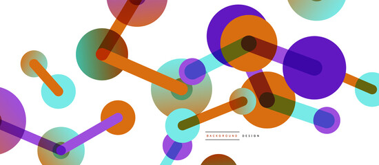 Line points connections geometric abstract background. Circles connected by lines. Trendy techno business template for wallpaper, banner, background or landing