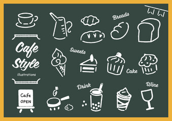 カフェスタイル　シンプルイラスト　黒板