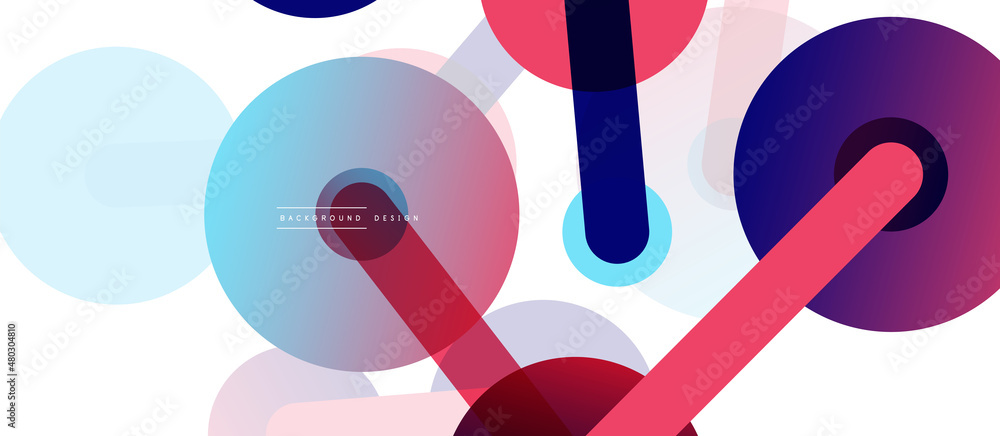 Poster line points connections geometric abstract background. circles connected by lines. trendy techno bus
