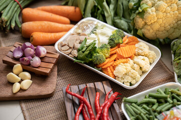 Pieces of fresh vegetables to make soup