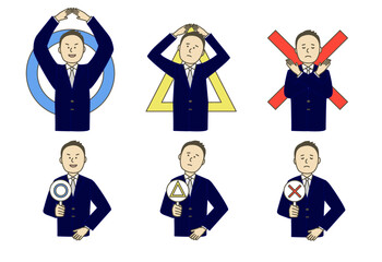 set of business people illustration,○△×