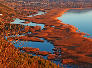 ioannina lake pamvotis in autumn greece