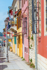 Fototapeta na wymiar ioannina city greece house windows color in traditioal part or the city 