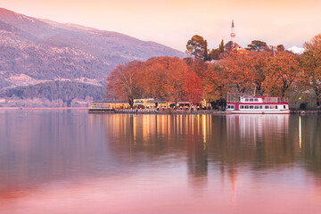 ioannina  city in autumn city by the lake greece