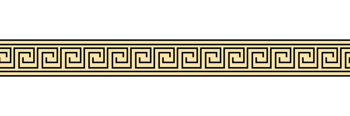 Seamless meander patterns. Greek meandros, fret or key. Black ornament for Acient Greece style borders. Vector illustration - obrazy, fototapety, plakaty
