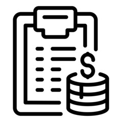 Obraz premium Money clipboard icon outline vector. Passive income. Computer work