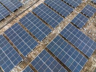 Top down view of Solar panel on roof top