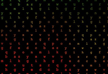 Dark green, red vector cover with english symbols.