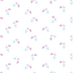 seamless pastel hand draw heart from watercolour pattern on white background  , kids pattern