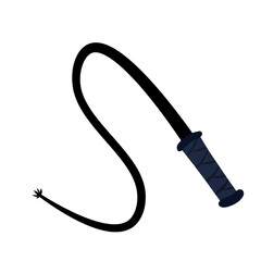 Whip for training an animal. Long cord. Horsewhip of Wild West. Flat cartoon