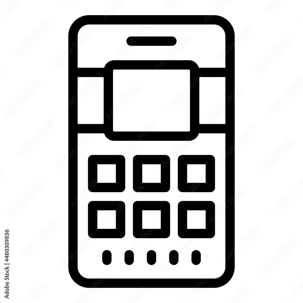 Poster web phone app icon outline vector. internet cellphone. data element
