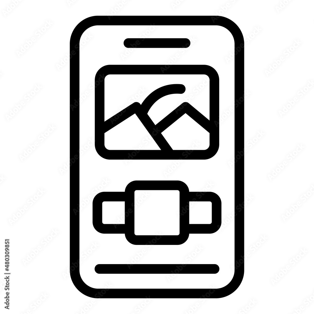 Poster smartphone app icon outline vector. smart web. screen element