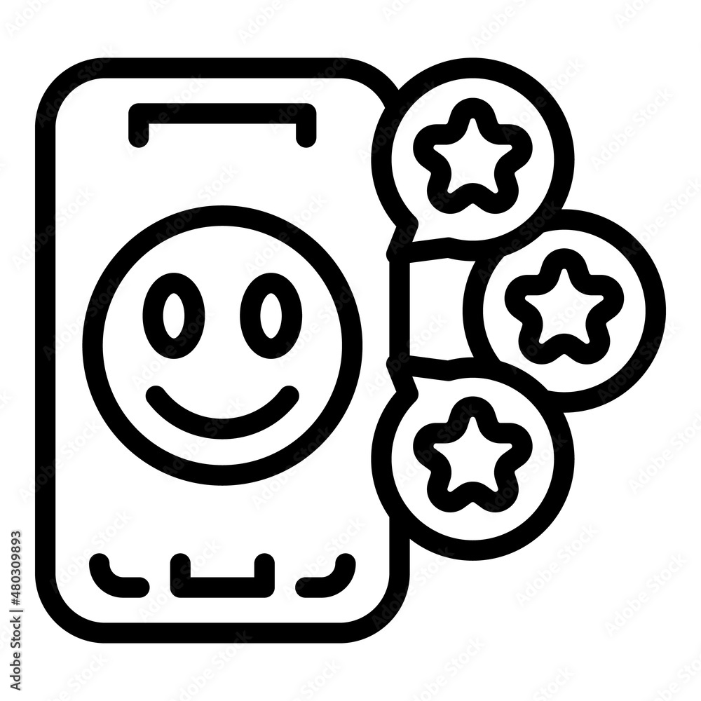 Poster phone emoji app icon outline vector. smart screen. data element