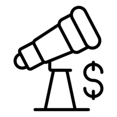 Money telescope icon outline vector. Risk plan. Change strategy