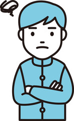 Simple illustration of a male student in trouble