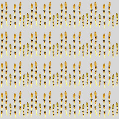 つくし（スギナ）のシームレスパターン　春の植物柄の水彩イラスト背景素材