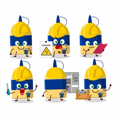 Professional Lineman paper glue cartoon character with tools