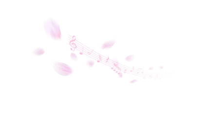 舞い上がる桜の花びらと音符の背景

