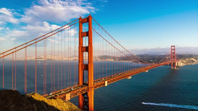 Uhd 4k Timelapse of Panoramic view of Golden Gate Bridge in San Francisco, California, USA