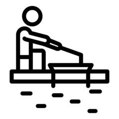 Man ice fishing icon outline vector. Hole fish. Frozen winter