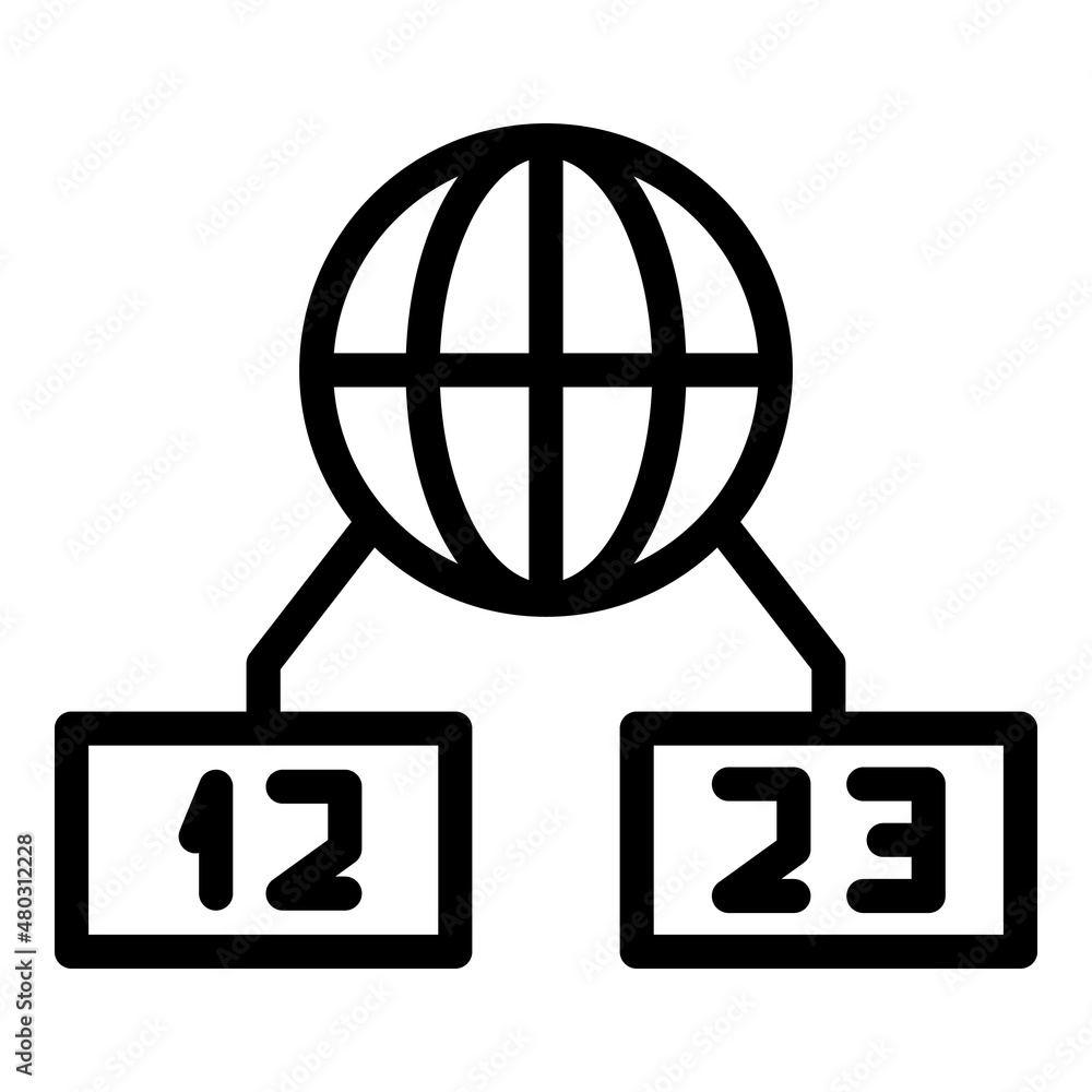 Poster global time icon outline vector. world zone. map clock