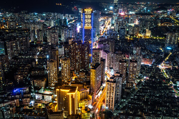 Naklejka premium Night view of Shenzhen city, Guangdong Province, China