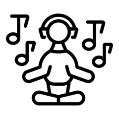 Music meditation icon outline vector. Woman yoga. Relax happy