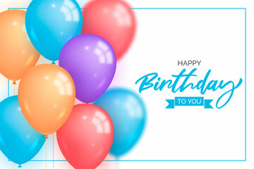 Happy birthday wish  design with balloons in pastel colors