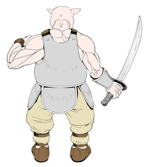 剣を持つオーク　後ろ向き