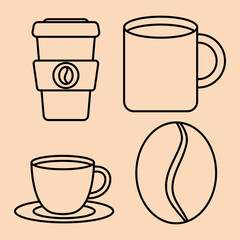 coffee mugs icon set