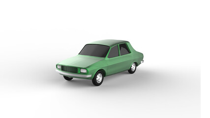 green car angle view with shadow 3d render