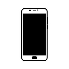 The mobile phone icon. The symbolic designation of the silhouette of a smartphone is a modern multifunctional device for communication, work and entertainment. Vector illustration isolated.
