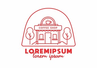 Coffee shop line art flat illustration