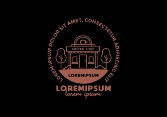 Coffee shop line art flat illustration