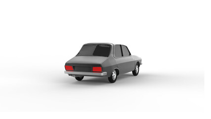 black car rear view with shadow 3d render