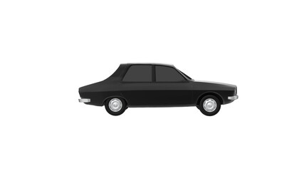 black car side view without shadow 3d render