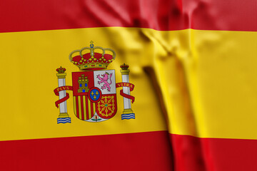 Obraz premium 3D illustration of Spain national developing flag. Country symbol.