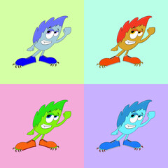 Set of vector  multicolored  cute monsters on an isolated background. cute little  scary baby heroes , design for children