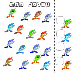 Counting Game for Preschool Children.  Count how many monsters

