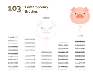Compilation of 103 mixed art brushes vector for story book illustration, sketch, blob doodle, asemic grunge, dry paint, frame border. Created using AI CS6.