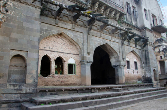 Outer view of the Habashi Mahal, also know as Malik Ambar Palace, it was built around 1590, it is located in Junnar, near Pune, Maharashtra, India