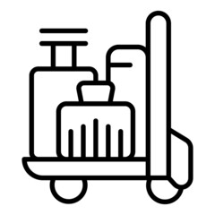 Obraz premium Leather bag trolley icon outline vector. Hotel cart. Travel airport