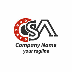 SA Letter Logo Design round Monogram Icon Vector Template.